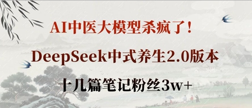 AI中医大模型杀疯了！DeepSeek中式养生2.0版本，十几篇笔记粉丝3w+-慕途网