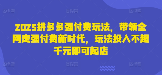 2025拼多多强付费玩法，带领全网走强付费新时代，玩法投入不超千元即可起店-慕途网