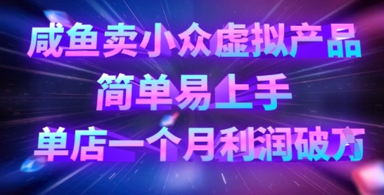 咸鱼卖小众虚拟产品，简单易上手，单店一个月利润破W-慕途网